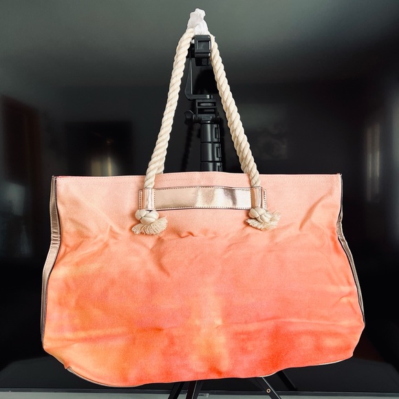 Victoria's Secret pink and orange ombre tote bag with rope handles - Picture 4 of 8